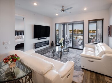 Spacious living areas looking out.