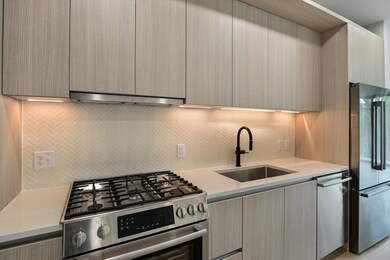 Kitchen with under cabinet range hood, modern cab
