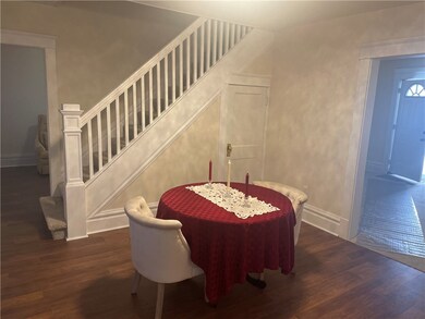 The dining room is in the center of the house by t