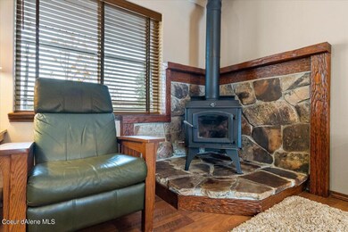 Cozy woodstove and handcrafted hearth