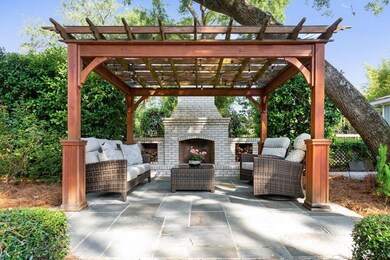 Outdoor fireplace and pergola