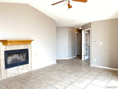 Fireplace in living room.