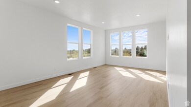 Spare room featuring light wood-type flooring and recessed lighting