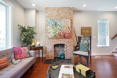Exposed Brick Fireplace