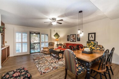 Family room with plantation shutters that walks ou