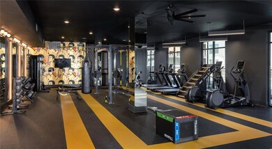 Gym with ceiling fan