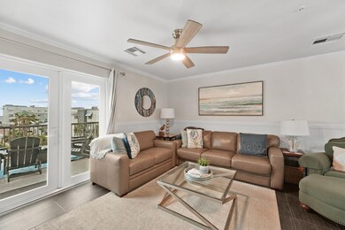 Centered around panoramic glass doors, this open l