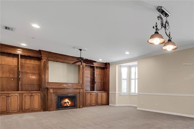 Large great room with gas fireplace