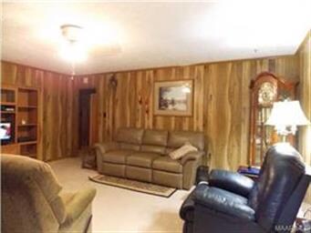 Den with built in book shelves