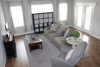 Spacious Great Room. Pretty flooring!
