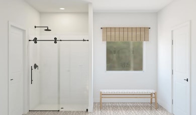 Primary bath with glass shower