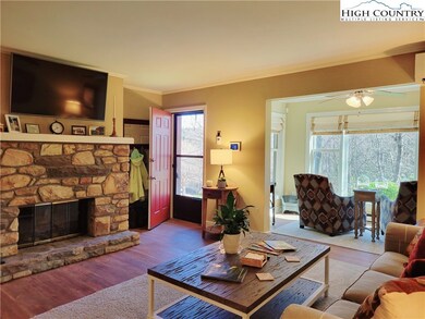 Wood burning fireplace.