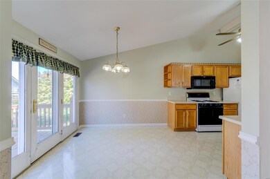 The breakfast area has french doors to the deck.