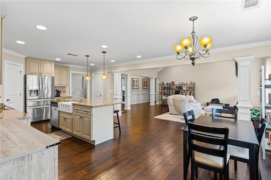 Gas burning fireplace and high ceilings