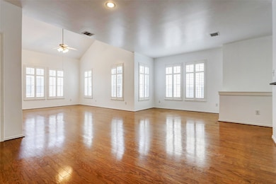 Large living, dining space on second floor.