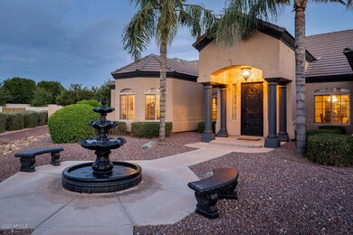 Fountain & Stone Columns at Entry