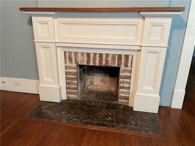 Close up of living room fireplace.