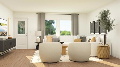 Living room featuring light wood-type flooring