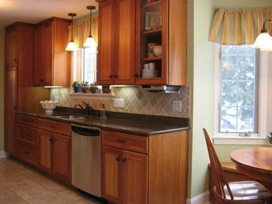 Kitchen. Brand new cherry kitchen with tile backsp