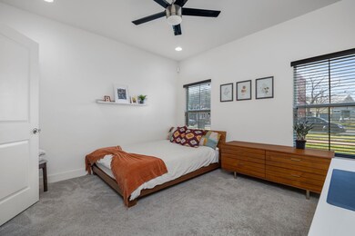 Carpeted bedroom with recessed lighting, ceiling 