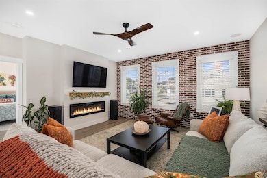 Living room with Exposed Brick Wall