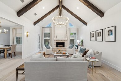 This living room features cathedral ceilings with