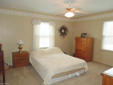 Large master bedroom with neutral carpet and paint