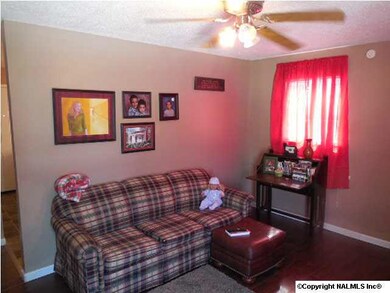 The living room and hall was has walnut hardwood flooring.