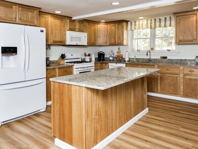The kitchen, with wood cabinets over...