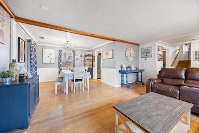 Living room connected to dining room