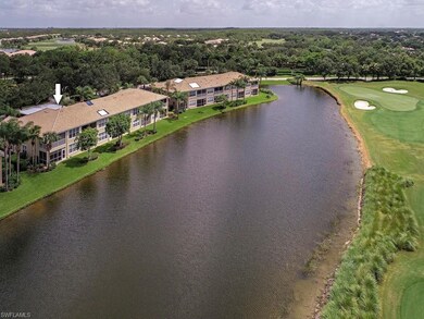 Aerial view of the 1st floor END condo showing the lush 4th fairway and green top right view.  This condo has it all!