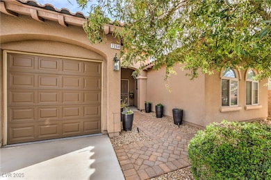 Garage with concrete driveway
