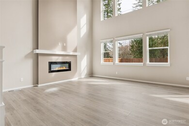 electric fireplace and HUGE WINDOWS