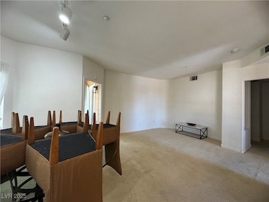 View of carpeted dining space