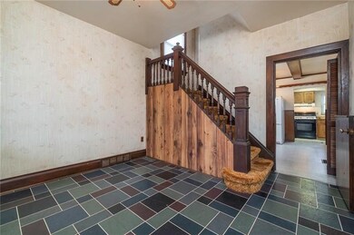 High ceilings and character throughout.