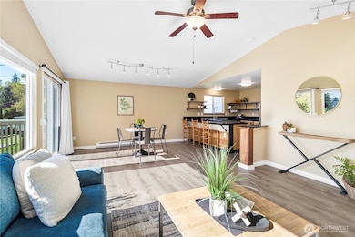 Living room with open concept kitchen.