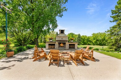 Outdoor patio and fireplace