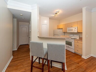 Kitchen, breakfast bar and hallway