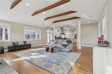 Living Room w/ Wood Burning Fireplace