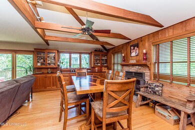 Dining area with fireplace