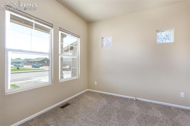 Spare room featuring carpet flooring, visible vent