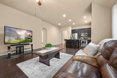 Spacious family room open to the kitchen.