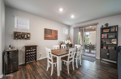 Dining area w patio doors to backyard