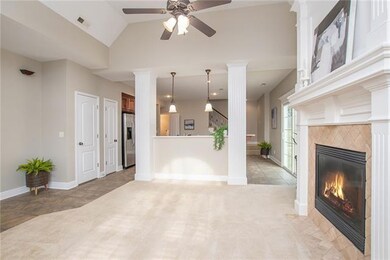 Family room open to the kitchen.