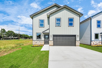 This newly built home showcases a modern exterior with a stunning front elevation, blending clean architectural lines and a neutral color palette. Thoughtful landscaping enhances its curb appeal, featuring neatly trimmed shrubs and freshly laid lawn - (representation photo).