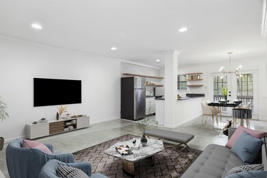 Virtually staged example of the living room.