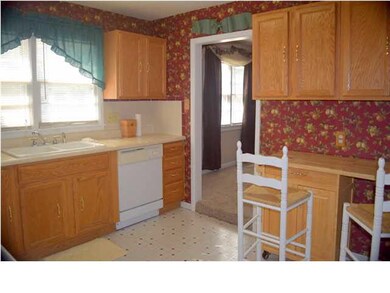 View of the kitchen from the back door
