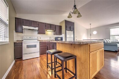 The kitchen island is a great space for morning co