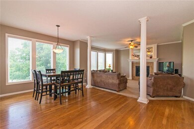 Decorative column accents create a subtle separati