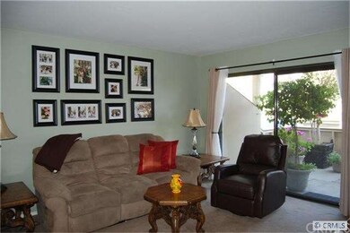 Spacious living room with patio view